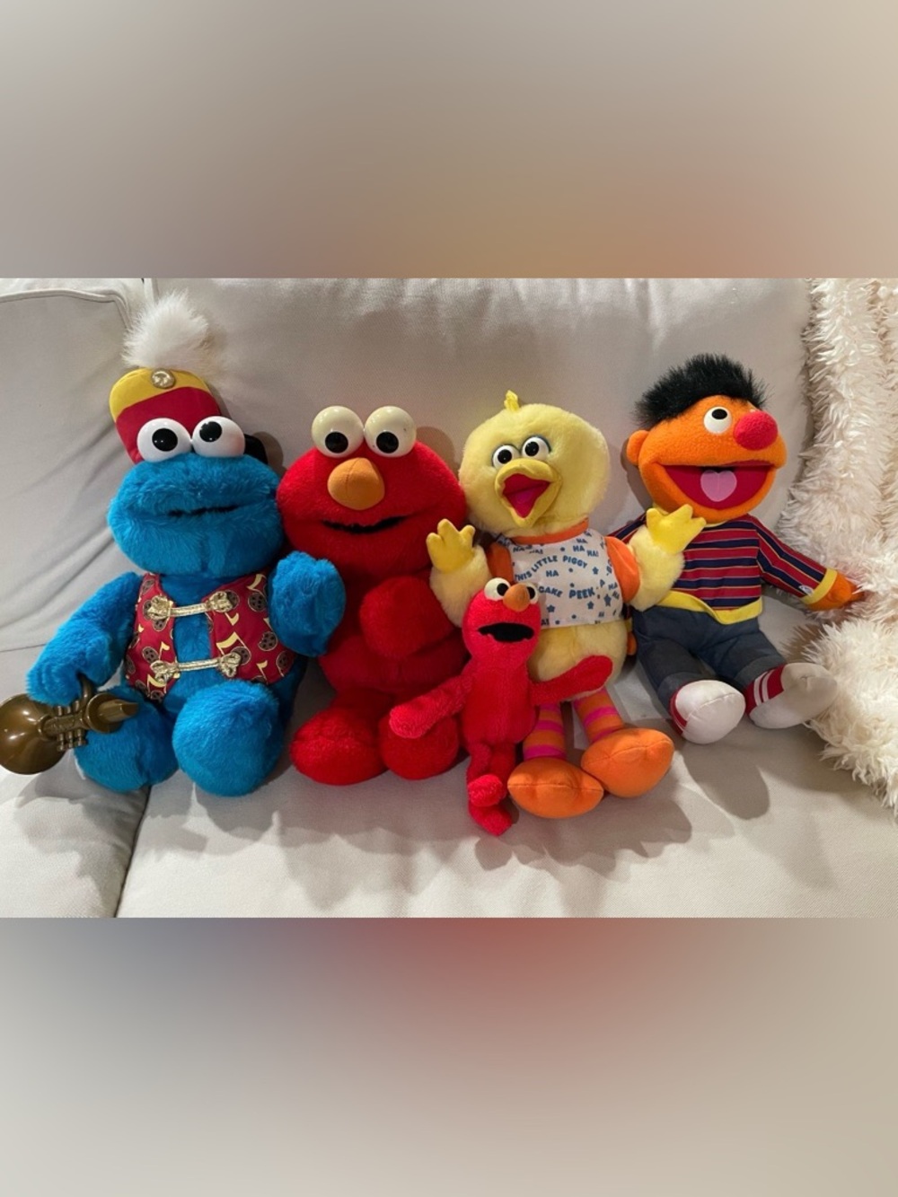 Rare Vintage 5 pcs Sesame Street Elmo Ernie Big Bird, Cookies Monster 18” H Toy